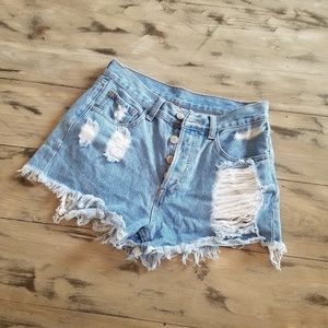 John Galt Button Fly Denim Shorts From PacSun